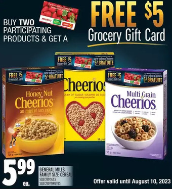 Metro General mills family size cereal offer