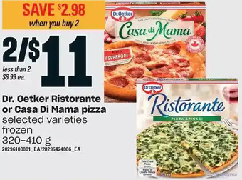 Loblaws Dr. oetker ristorante or casa di mama pizza offer