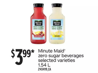 Loblaws Minute maid zero sugar beverages offer