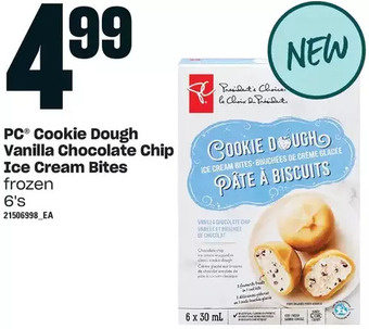 Loblaws Pc cookie dough vanilla chocolate chip ice cream bites offer