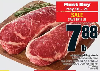 Loblaws Striploin grilling steak offer
