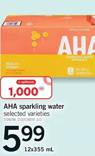 Fortinos Aha sparkling water offer