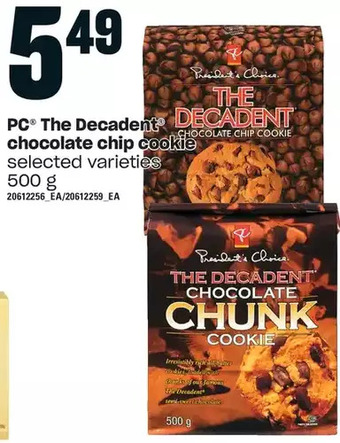 Loblaws Pc the decadent chocolate chip cookie offer