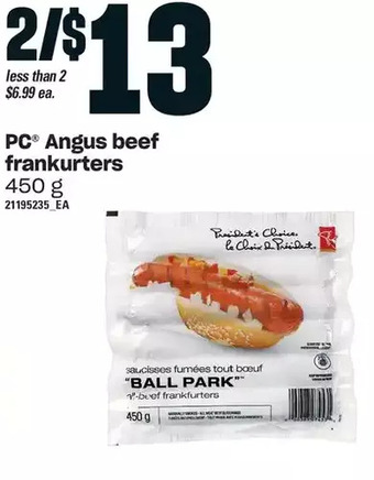 Loblaws Pc angus beef frankurters offer