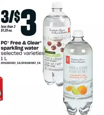Loblaws Pc free & clear sparkling water offer