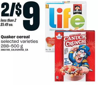 Loblaws Quaker cereal offer