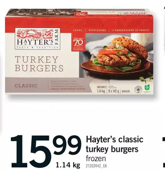 Fortinos Hayter's classic turkey burgers offer