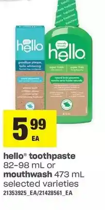 Loblaws Hello toothpaste or mouthwash offer