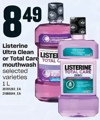 Loblaws Listerine ultra clean or total care mouthwash offer