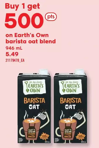 Fortinos Earth's own barista oat blend offer