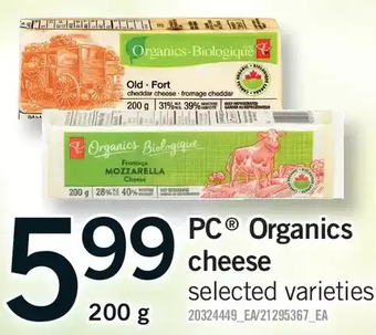 Fortinos Pc organics cheese offer