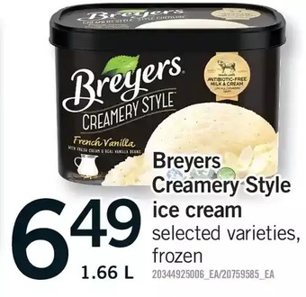 Fortinos Breyers creamery style ice cream offer
