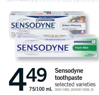 Fortinos Sensodyne toothpaste offer