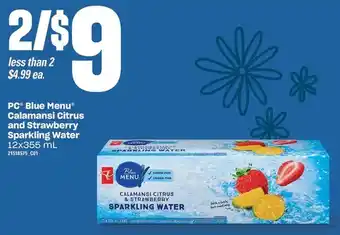 Loblaws Pc blue menu calamansi citrus and strawberry sparkling water offer