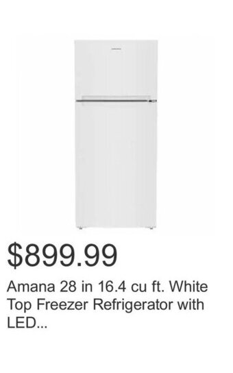 Costco Amana 28 in 16.4 cu ft. White Top Freezer Refrigerator with LED... offer