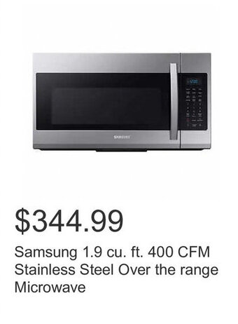 Costco Samsung 1.9 cu. ft. 400 CFM Stainless Steel Over the range Microwave offer