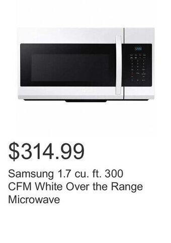 Costco Samsung 1.7 cu. ft. 300 CFM White Over the Range Microwave offer