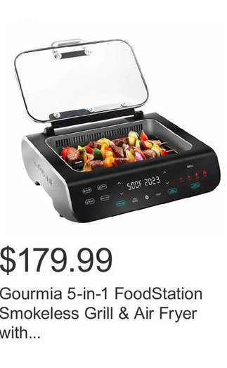 Costco Gourmia 5-in-1 FoodStation Smokeless Grill & Air Fryer with... offer