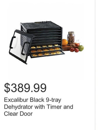 Costco Excalibur Black 9-tray Dehydrator with Timer and Clear Door offer