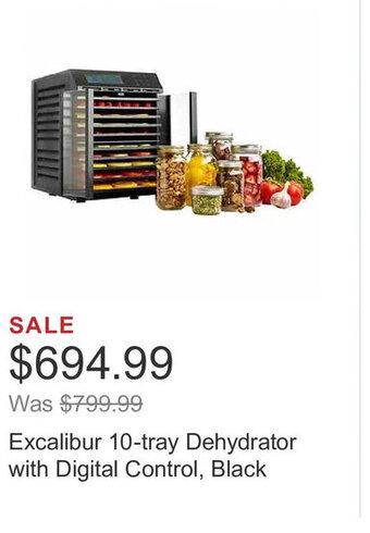 Costco Excalibur 10-tray Dehydrator with Digital Control, Black offer