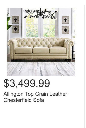 Costco Allington Top Grain Leather Chesterfield Sofa offer