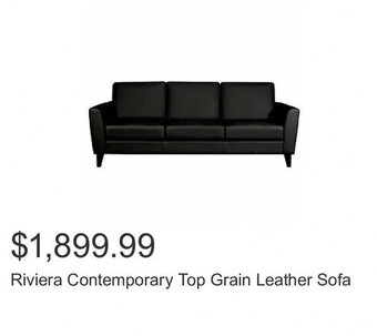 Costco Riviera Contemporary Top Grain Leather Sofa offer
