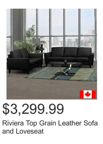 Costco Riviera Top Grain Leather Sofa and Loveseat offer