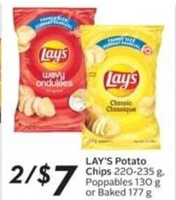 Sobeys LAY'S Potato Chips 220-235 g. Poppables 130 g or Baked 177 g offer