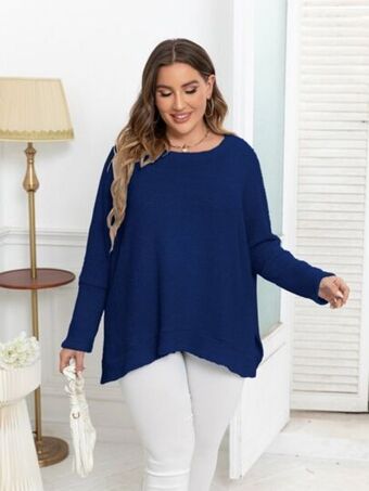 SheIn Dearcase plus batwing sleeve split hem tee offer
