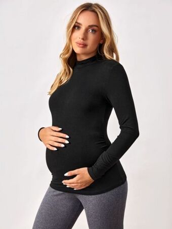 SheIn Shein maternity stand collar solid tee offer