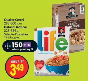 FreshCo Quaker cereal or instant oatmeal offer