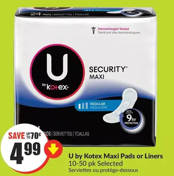 FreshCo U by kotex maxi pads or liners offer