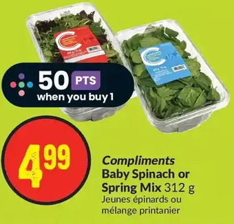 FreshCo Compliments baby spinach or spring mix offer