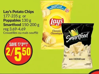 FreshCo Lay's potato chips or poppables | smartfood offer