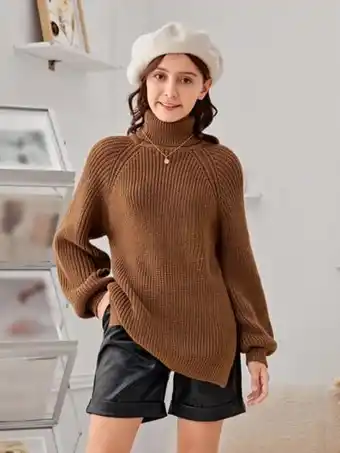 SheIn Shein teen girls high neck raglan sleeve sweater offer