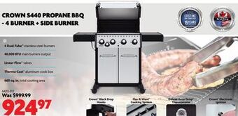 Home Hardware Crown s440 propane bbq - 4 burner + side burner offer