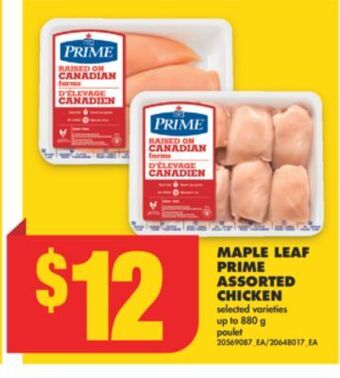 No Frills Maple leaf prime assorted chicken, up to 880 g offer