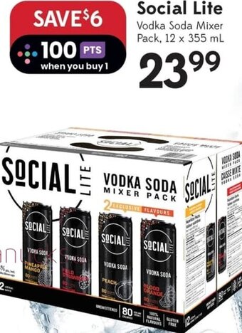 Sobeys Social Lite Vodka Soda Mixer Pack, 12 x 355 mL offer
