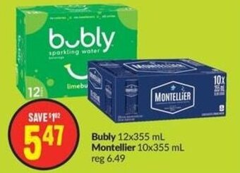 FreshCo Bubly 12x355 mL Montellier 10x355 mL offer