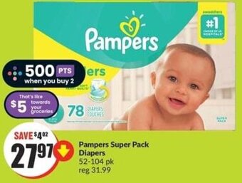 FreshCo Pampers Super Pack Diapers 52-104 pk offer