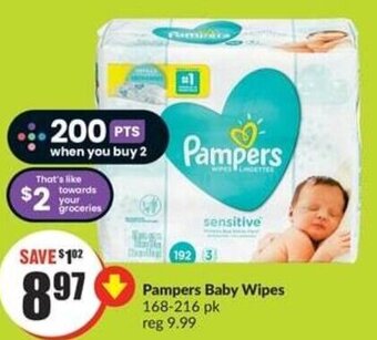 FreshCo Pampers Baby Wipes 168-216 pk offer