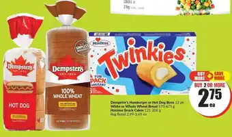 FreshCo Dempster's Hamburger or Hot Dog Buns 12 pk White or Whole Wheat Bread 570-675 g offer
