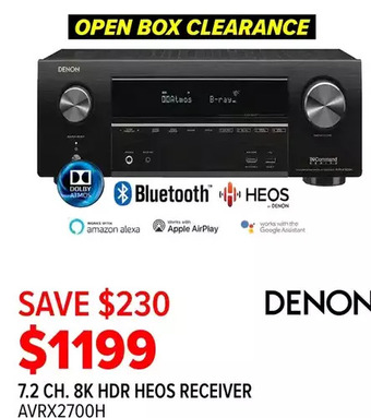 2001 Audio Video Denon 7.2 ch. 8k hdr heos receiver offer