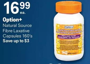 Guardian Pharmacy Option+ natural source fibre laxative capsules offer