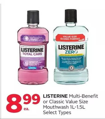 Rexall Listerine multi-benefit or classic value size mouthwash offer