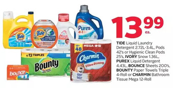 Rexall Tide liquid laundry detergent, pods or hygienic clean pods, ivory snow, purex liquid detergent, bounce sheets, bounty paper t offer