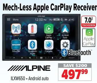 2001 Audio Video Alpine mech-less apple carplay receiver offer