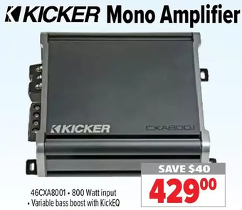 2001 Audio Video Kicker mono amplifier offer