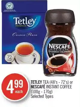 Shoppers Drug Mart Tetley tea or nescafe instant coffee offer