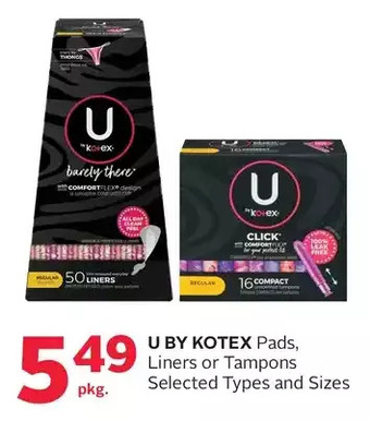 Rexall U by kotex pads, liners or tampons offer